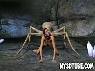 3d pelirroja nena getting follada por an alien spider