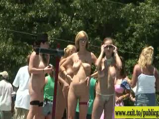 Dozens Public exposed pussies at summer party Video