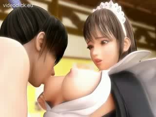 Pretty 3d cartoon maid titfucked and fingered