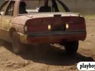 Demolition Derby With Sexy Badass Babes And Gun Shooting