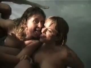 Stupid drunk girls giving head in the pool