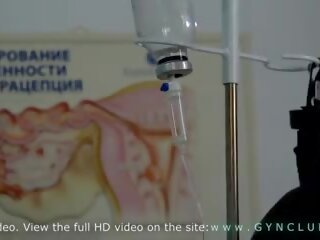 Shy girl examined at a gynecologist's - stormy orgasm