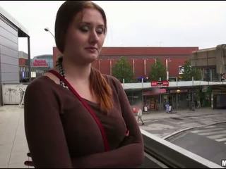 Busty amateur fucked in the bus station