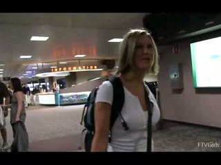Anne incredibly hot blonde flashing big natural tits in public