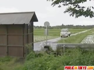 Japanese milf is fucked on a truck