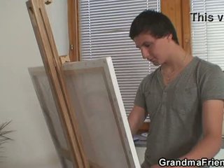 Old bitch gets banged by two young painters